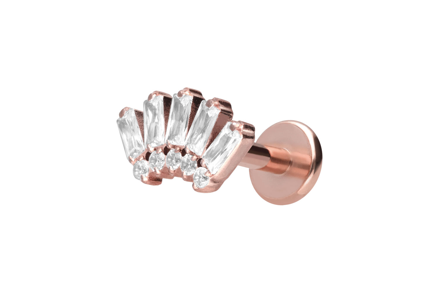 Titan Labret Piercing mit Push Fit 10 EINGEFASSTE KRISTALLE